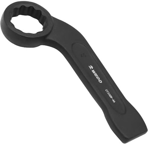 WEDO Chiave ad anello Jumbo a percussione, chiave curva, dimensioni 36 mm, lunghezza 210 mm, resistenza all'usura, nero spray su superficie, standard DIN7444, 40 acciaio cromato