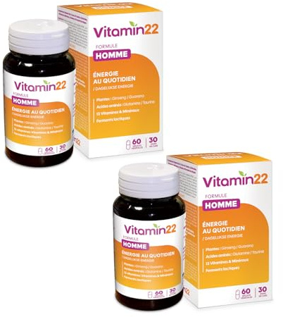 VITAMIN'22 - Specific Homme - Complément alimentaire à base de 14 vitamines et minéraux - Répondre aux besoins spécifique de l'homme - Sans gluten - Fabriqué en France - Lot de 2 produits