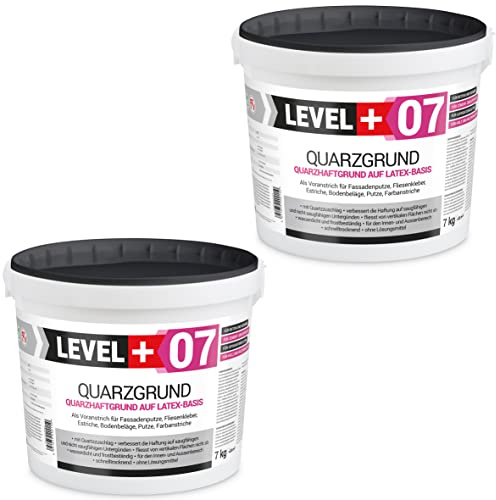 LEVEL+ Base de cuarzo para yeso de 14 kg, imprimación para hormigón, yeso, imprimación blanca, interior y exterior RM07