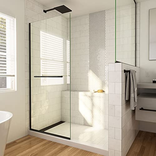 DreamLine Linea 30 inch W x 72 inch H Frameless Fixed Shower Screen in Matte Black