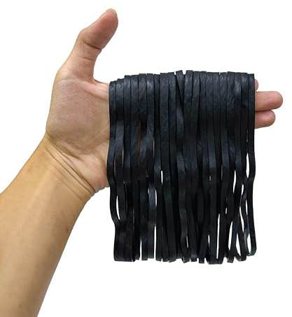 Yosogo 60 Pieces Extra Large 8 Inch Big Postal Rubber Band - Black Color Heavy Duty Elastic Biodegradable Natural Rubber Bands