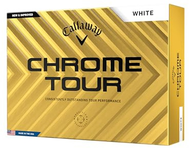Callaway Golf Chrome Tour Premium golfboll 2024, vit, 1 dussin