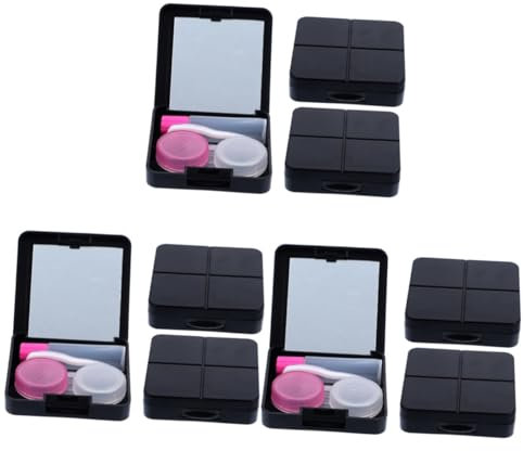 LALAFINA 9sets Portable Mirror Case Travel Lens Organizer Compact Eye Holder Box for Halloween Contacts Storage Box