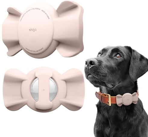 elago Ribbon-Halsbandhalterung für AirTag 1/2 | für Hunde- und Katzenhalsbänder (Sandrosa)