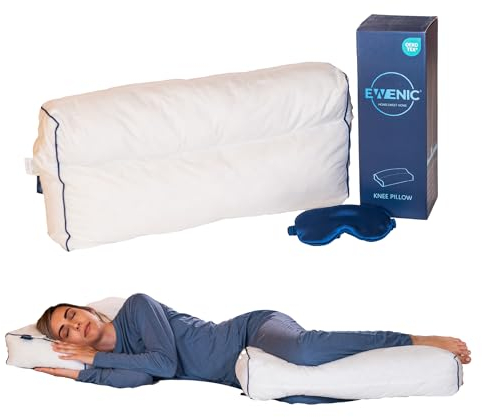 EWENIC Kniekissen für Seitenschläfer,Orthopädisches Beinkissen zum Schlafen auf dem Rücken, lindert Rückenschmerzen und Hüftschmerzen, hilft bei Ischias und in der Schwangerschaft, Baumwolle,100% weiß