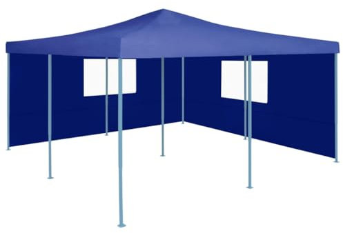 Home Outdoor Sonstiges Faltpavillon mit 2 Seitenwänden 5x5 m Blau