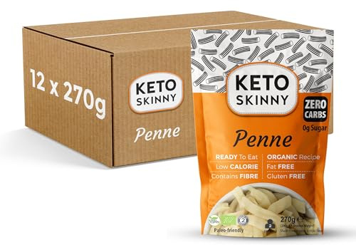 Keto Skinny Penne 270g - Made from Organic Konjac Flour - Keto Paleo Diet and Vegan Food - Zero Sugar, Shirataki, Less Carbohydrate & Low Calorie Food (Pack of 12, Penne)