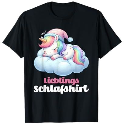 Einhorn Schlafshirt Pyjama Schlafanzug Damen Mädchen Einhorn T-Shirt