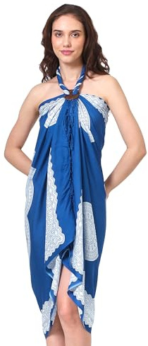 Sarong Pareo Damen Mandala Fringe Viscose Beach Handduk Wrap Kjol Strandkjol Bikini Cover Up för baddräkt Blå Boho Blomma
