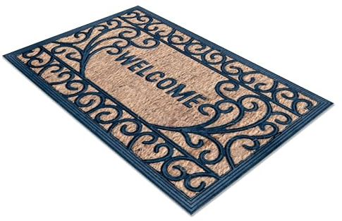 Comart - Zerbino Capitol - 40x60 cm - Zerbino in Cocco con Disegni in Gomma - Tappeto per Ingresso Esterno e Interno - Fondo Antiscivolo Gommato - Facile da Pulire - Rettangolare - Design Welcome