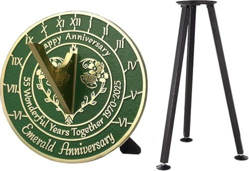 ANTIQUEMEDIEVAL 55:e smaragd årsdag solur med stativ 2025 gåva för heminredning