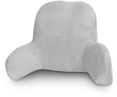 CROWNSHOP Reading Pillow 58x40x25cm Lumbar Support Cushion with Removable Cover TV Relax Sofa Chair Back Supports Plush Backrest for Pregnancy Arm Back Head Support (Grey)