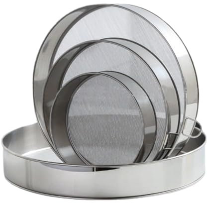 3Pcs Garden Sieve 15cm 20cm 25cm Stainless Steel Soil Sieve Mesh Sizes 1mm 3mm 5mm Fine Mesh Sieve Garden Set Compact Garden Riddle Perfect Gardening Tool for Sifting Soil, Stones, and Compost