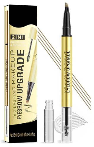 Augenbrauenstift Wasserfest, Flüssiger Augenbrauenfarbe Stift Mit Zwei Enden, Wasser- Und Schweißfest Eyebrow Pencil + Transparentes Modelliergel, Natürliches Und Volles Augenbrauen-Make-Up
