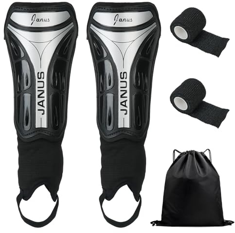 CxutSa 1 Set Schienbeinschoner mit Knöchelschutz Fussball Kinder Shin Pads Schienbeinschützer mit Schienbeinschonerhalter Klettverschlußriemen Turnbeutel Fußballausrüstung(Schwarz 7,5x17cm)