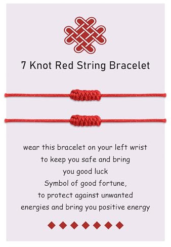 YELUWA 2 Pcs Kabbalah 7 Knots Red String Bracelet for Women Protection