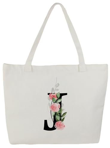 Blisswave Personalisierte Tasche, 100% Baumwoll Canvas, A-Z Tasche Personalisiert mit Namen, schön bedruckt, gefüttert, Personalisierte Geschenke für Frauen