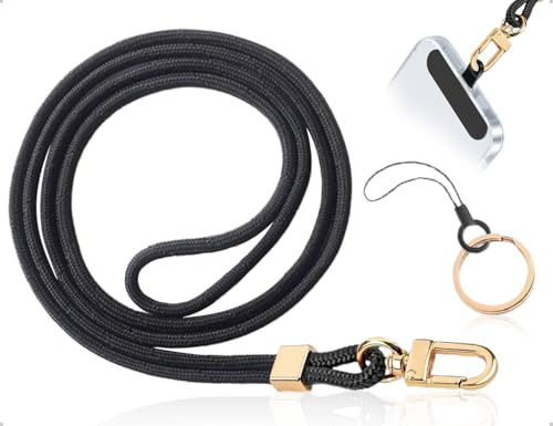 AOYEGIC Schlüsselband,Lang Umhängeband,Abnehmbar Lanyard mit Karabiner und Schlüsselring,verwendet für Männer& Frauen Reisen Schulausweis Geldbörse(Schwarz)