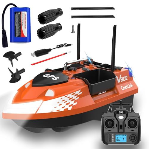 Barco de cebo de pesca con GPS, control remoto, alcance de 500 m, capacidad de 3 kg, luces LED, 160 puntos de cebo para pesca de carpas