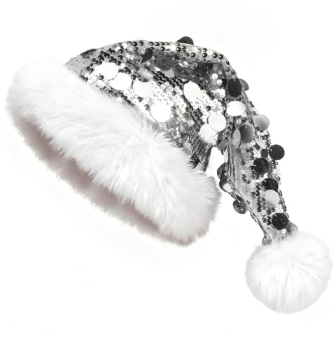 TAGVO Bonnet de Noël Unisexe Adulte, Chapeau de Père Noel en Velours de Luxe, Bonnet de Père Noël Ornements de Noël