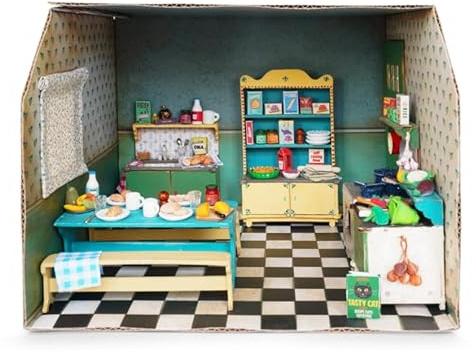 Mouse Mansion Kitchen Dollhouse Craft Kit - Build Your Own Miniature Kitchen with Stove Table & More - Easy DIY Kids Crafting Activity - Create Sam & Julia's World from Bestselling Books