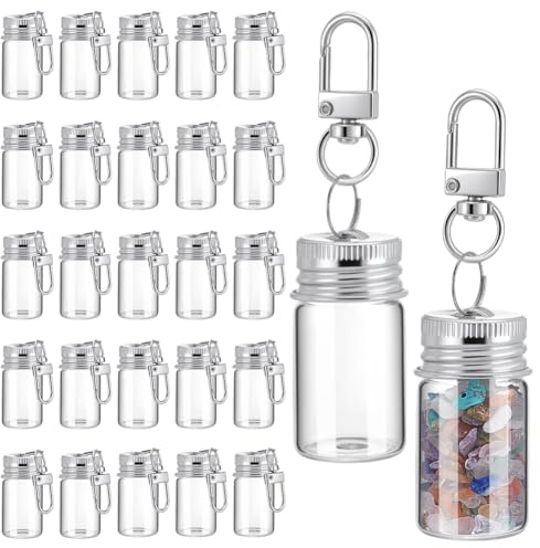 INTERWARM 48 pièces 7ml petit flacon en verre porte-clés, mini pot à souhaits petits pots en verre contenants porte-clés flacon décoratif pour Fête des Mères cadeaux de mariage DIY fête à la maison