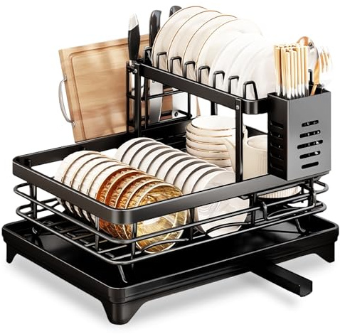 Double-Layer Large-Capacity Dish Drainer, Cutting Board Chopstick Holder