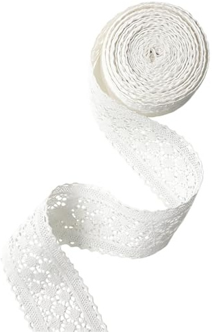 1 Stück 8m x 5.8cm Spitzenband Weiß, Baumwoll - Spitzenborte Zum Nähen & Dekoration, Geschenkband Stoff & Dekoband Weiß (Kreation & DIY)