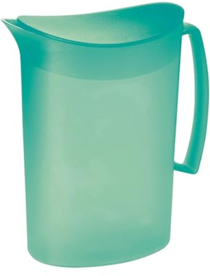 Brocca in plastica con filtro del ghiaccio, 2 l, senza BPA, a prova di goccia, per acqua e succhi, 23 x 10 x 20 cm, adatta per lavastoviglie (verde acqua)