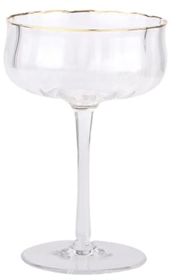LIFKICH Calice da Vino in Vetro Cristallo 260 Ml Bordo Dorato, Bicchiere da Cocktail per Feste e Ristoranti, Coppa da Cocktail Elegante per Eventi e Intrattenimento