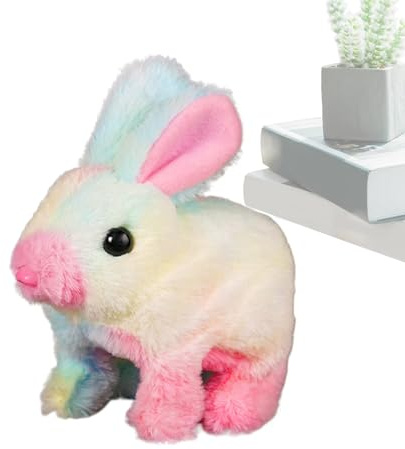 Realistic Bunny Toy, Interactive Stuffed Animal, 12 Inch Plush Figure with Jumping Movement, Kids Soft Plush Toy, Animal Toys with Wiggling Ears, Fun Figure for Boys and Girls
