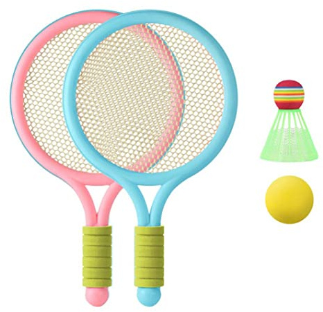CGTQROVR Barn tennisracket set småbarn badmintonracket med badmintonboll tennisboll