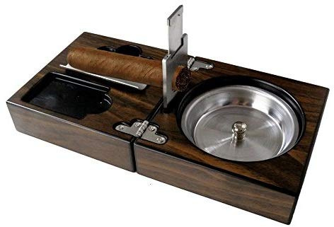Monsiter Cenicero de cigarro de Madera con cenicero Plegable cenicero