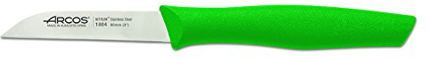 Arcos Serie Nova Caja 36 uds Cuchillo Mondador, Hoja de Acero Inoxidable de 80 mm, Mango de Polipropileno Color verde (36 UDS)