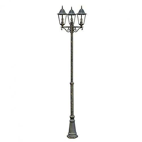 Licht-Erlebnisse Kandelaber MIGDAL in Bronze 220cm 3-flammig Rustikal Außenleuchte Straßenlaterne Garten Weg