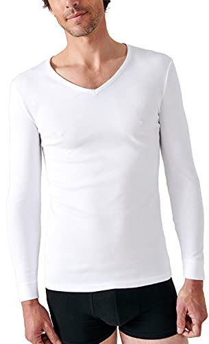Damart - T-Shirt Col V, Maille Interlock Thermolactyl, Homme, Blanc, Taille XXL, Manches Longues