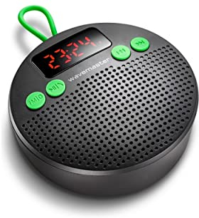 Wavemaster MOBI-3 - Tragbarer Bluetooth-Lautsprecher für Unterwegs (360° Klangfeld) mit Radio, Wecker und Freisprechfunktion für mobile Soundquellen, IPX5 Spritzwasserschutz - Anthrazit / Grün