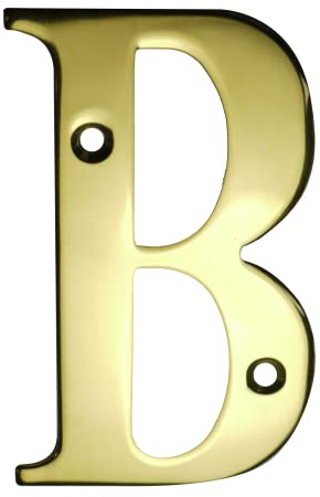 UAP House Numbers - 3 Inch Door Numbers Screw Fix For Front Door, Address Number Screw On For Doors And Gates, Letter Times Roman Font (Letter B, PVD Gold)