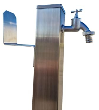 Wassersäule Edelstahl 3/4 Zoll 95 cm mit SchlauchhalterWasserverteiler Wasserzapfstelle Zapfstelle 95 cm