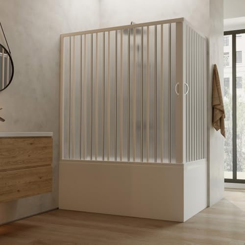 Box doccia sopravasca 70x150 in PVC h 150 a soffietto mod. Ortensia con apertura centrale