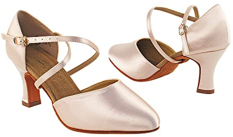 Very Fine Melody Women's Smooth Latin Ballroom Dance Shoes 2.5 Spool Heel Flesh Satin US Size 6.5 M