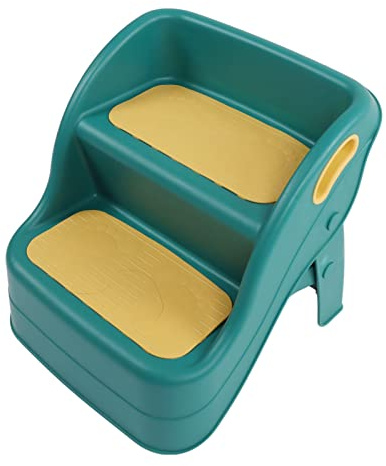 Zweistufiger Hocker Robuster Zweistufiger Hocker für Kleinkinder, Zusammenklappbar, Stabile Basis für das Badezimmer (Gelbgrün)