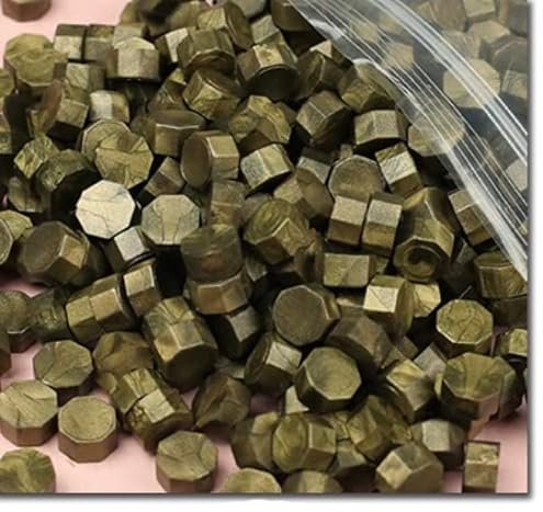 500 g Vintage Siegelwachs Tablette Perlen Umschlag Wachssiegel Sticks für Umschlag Hochzeit Wachssiegel Alte Siegelwachse 1650 Stück-Grünes Gold