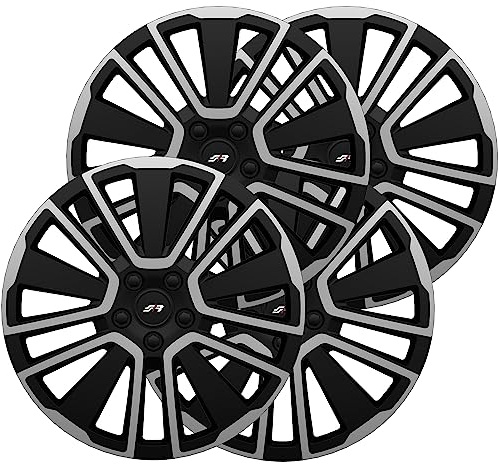 Simoni Racing SCU/15 Lot de 4 enjoliveurs universels Scuba de 15 Pouces, Cache-Roue de Voiture Gris et Noir