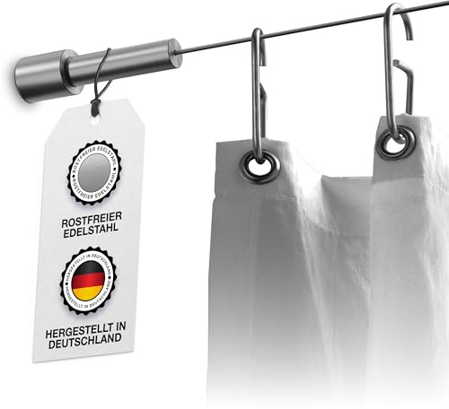 Seilspanngarnitur für Duschvorhang, Edelstahl gebürstet, Seilspannsystem im Badezimmer - PHOS Design