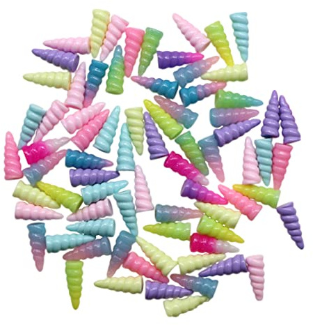 VICASKY Einhornhorn Spielzeug Zubehör 10 Stück Resin Spiralförmig Bunte Einhorn Dekoration Partygeschenk Für Kinder Geburtstagsfeier Cosplay