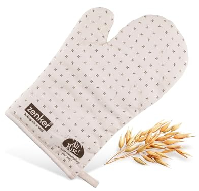 Zenker Guanto da forno resistente ad alte temperature fino a 250°, in Cotone eco-friendly, lavabile in lavatrice a 30°, tonalità natural, taglia unica