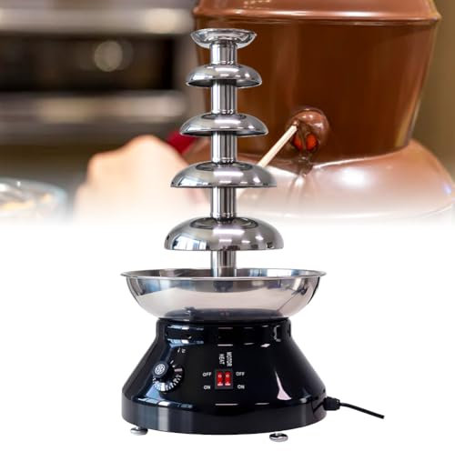 BOBVB Chocolate Fountain Machine, 5 Tiers Stainless Steel Sauce Melting Pot, Cheese Heated Melting Machine, 0-110℃ Adjustable Temperature, for Party Wedding Restaurant black