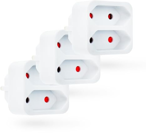 feletec 2-fach Steckdosenadapter 2x Euro, weiß, 3 Stück, Mehrfachstecker, Mehrfachsteckdose