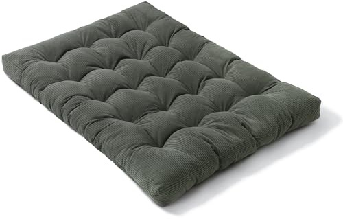 bananair - Futón Japonés Enrollable para 2 Personas, Cómodo y Grueso, Relleno de Espuma - Tela de Pana Ancha Suave y Elegante - Incluye Correas, Colchón Plegable Práctico (160x200 cm, Gris Oscuro)